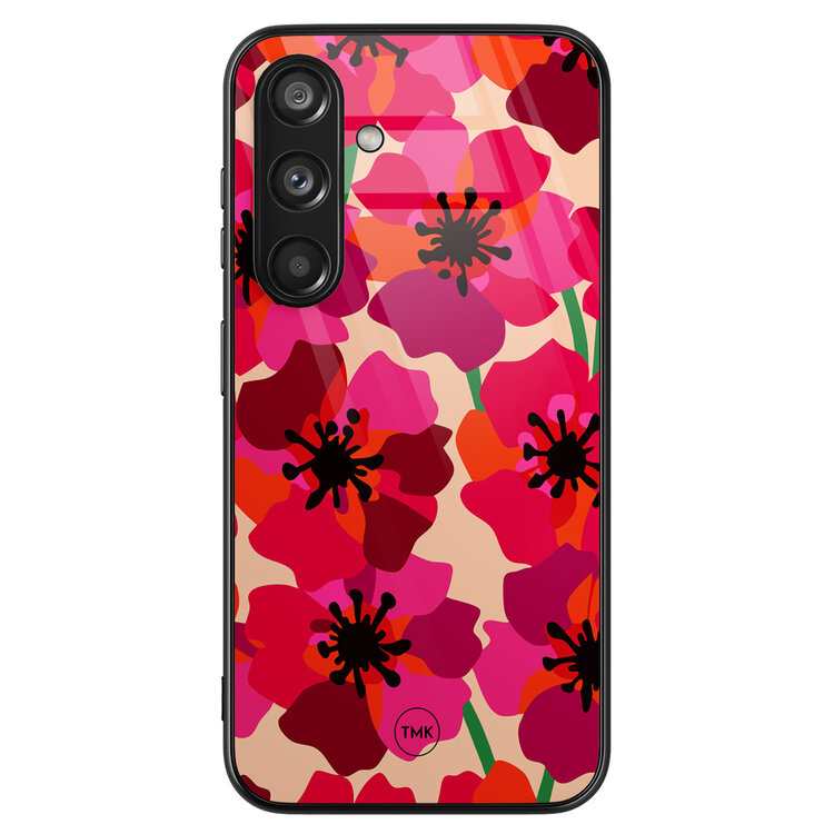 Casevibes Samsung Galaxy S24 glazen hardcase - Pink floral bliss