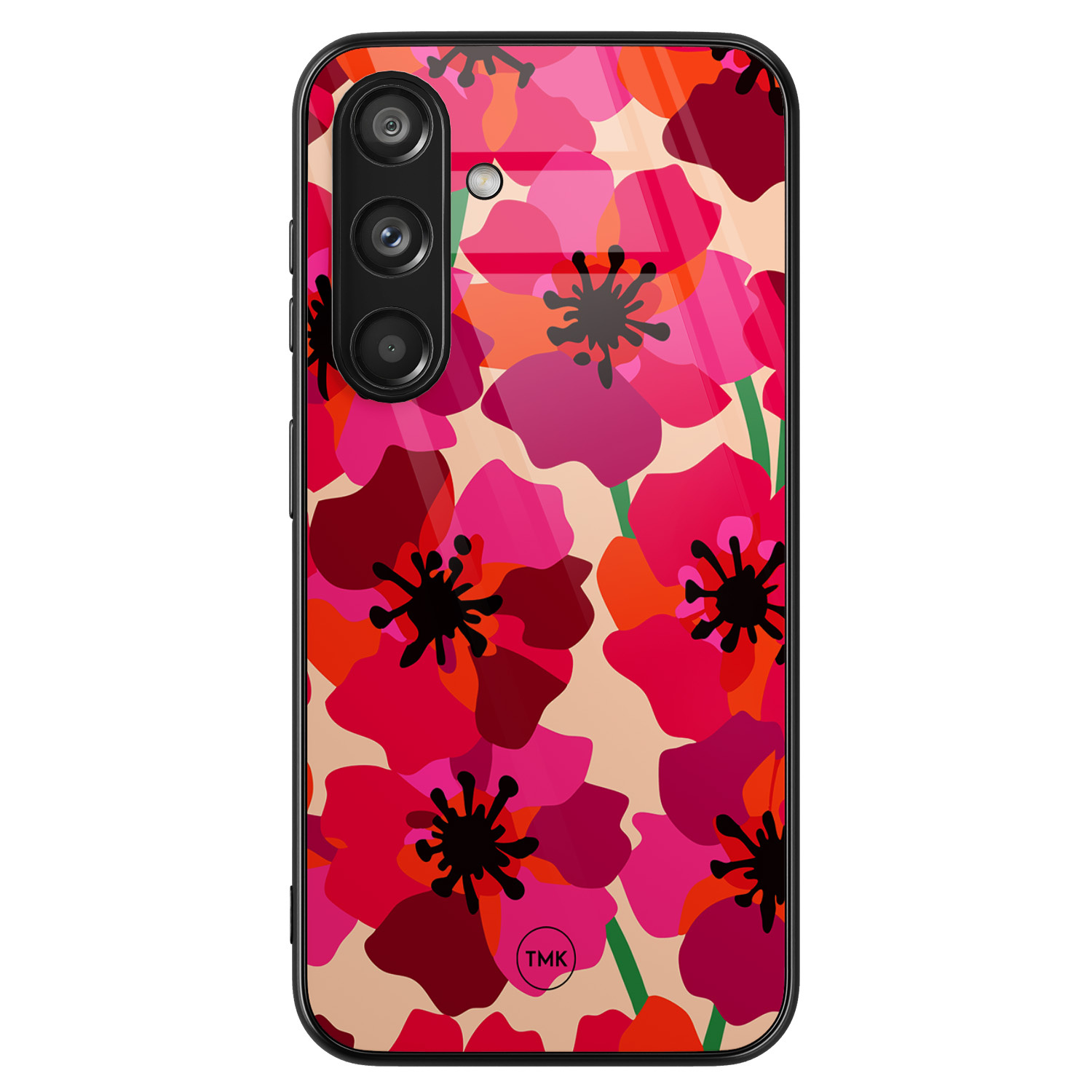 TMK Samsung Galaxy S24 glazen hardcase - Pink floral bliss