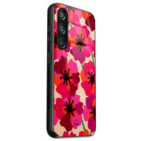 TMK Samsung Galaxy S24 glazen hardcase - Pink floral bliss