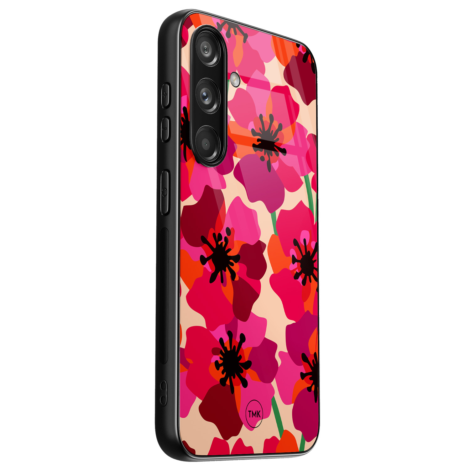 TMK Samsung Galaxy S24 glazen hardcase - Pink floral bliss
