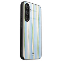 TMK Samsung Galaxy S24 glazen hardcase - Pastelblauwe strepen