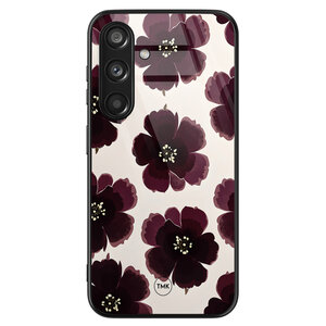 TMK Samsung Galaxy S24 glazen hardcase - Burgundy flowers