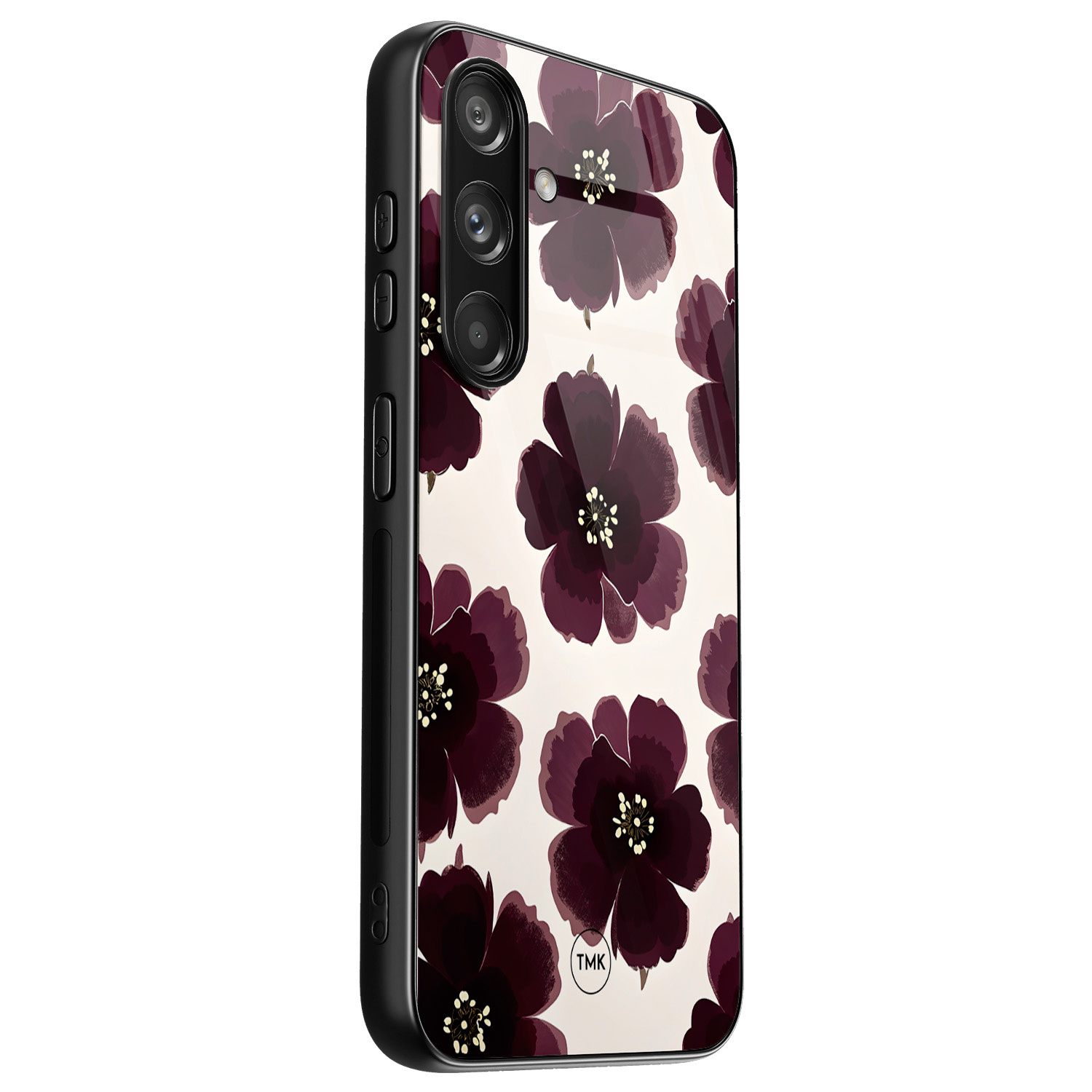TMK Samsung Galaxy S24 glazen hardcase - Burgundy flowers