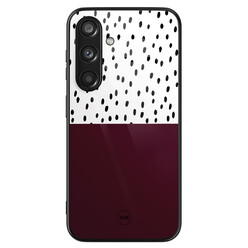 TMK Samsung Galaxy S24 glazen hardcase - Burgundy dots