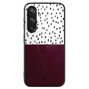 Casevibes Samsung Galaxy S24 glazen hardcase - Burgundy dots