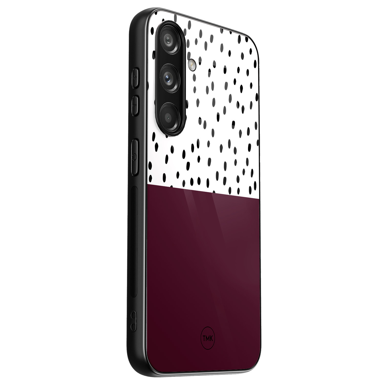 TMK Samsung Galaxy S24 glazen hardcase - Burgundy dots