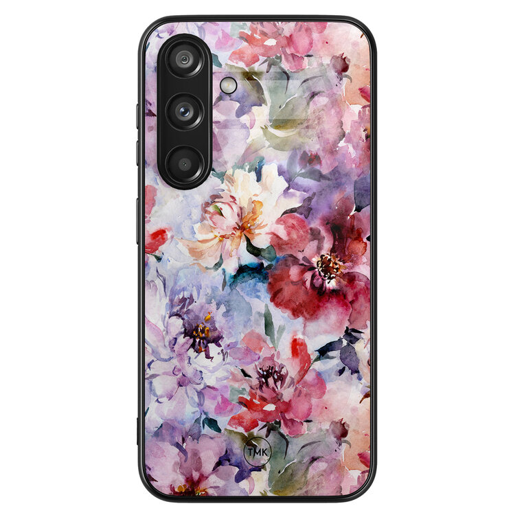 TMK Samsung Galaxy S24 glazen hardcase - Bloemen acryl