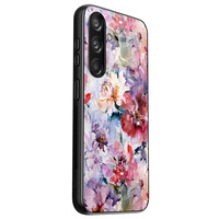 TMK Samsung Galaxy S24 glazen hardcase - Bloemen acryl