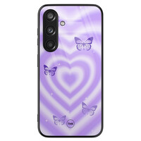 TMK Samsung Galaxy S24 glazen hardcase - Vlinders retro paars