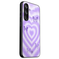 TMK Samsung Galaxy S24 glazen hardcase - Vlinders retro paars