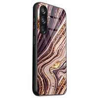 TMK Samsung Galaxy S24 glazen hardcase - Golden pink marble