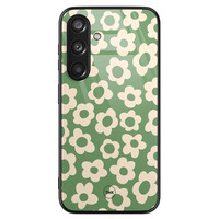 TMK Samsung Galaxy S24 glazen hardcase - Retro cute flowers