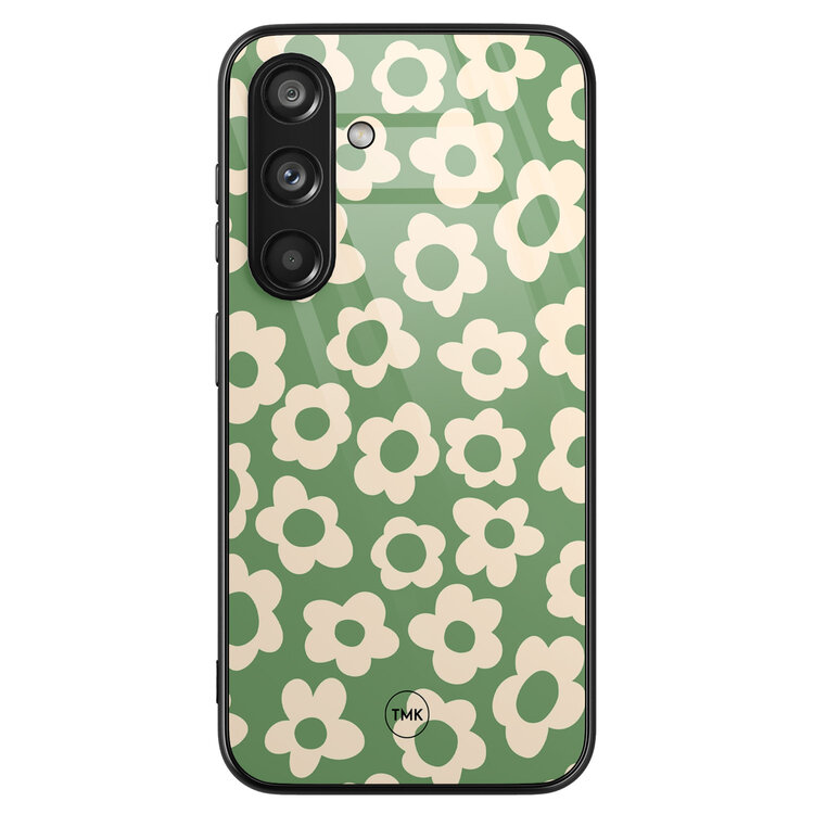 Casevibes Samsung Galaxy S24 glazen hardcase - Retro cute flowers