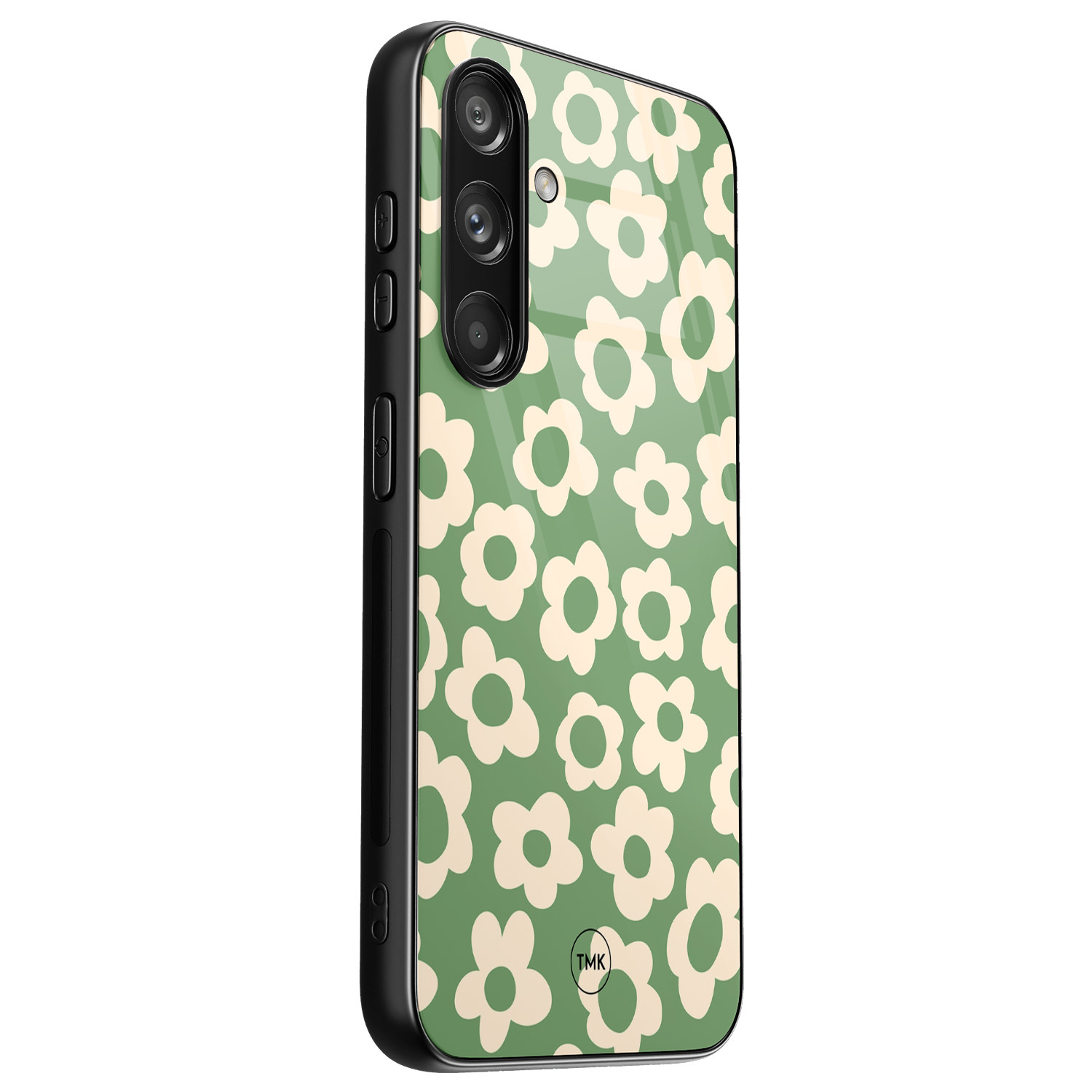 TMK Samsung Galaxy S24 glazen hardcase - Retro cute flowers