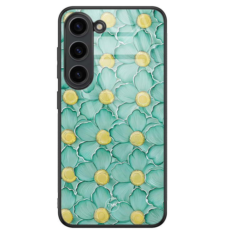 Casevibes Samsung Galaxy S23 glazen hardcase - Mint blossom