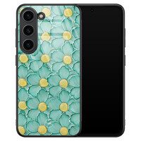 TMK Samsung Galaxy S23 glazen hardcase - Mint blossom