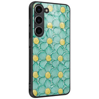 TMK Samsung Galaxy S23 glazen hardcase - Mint blossom