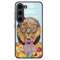 TMK Samsung Galaxy S23 glazen hardcase - Retro leeuw