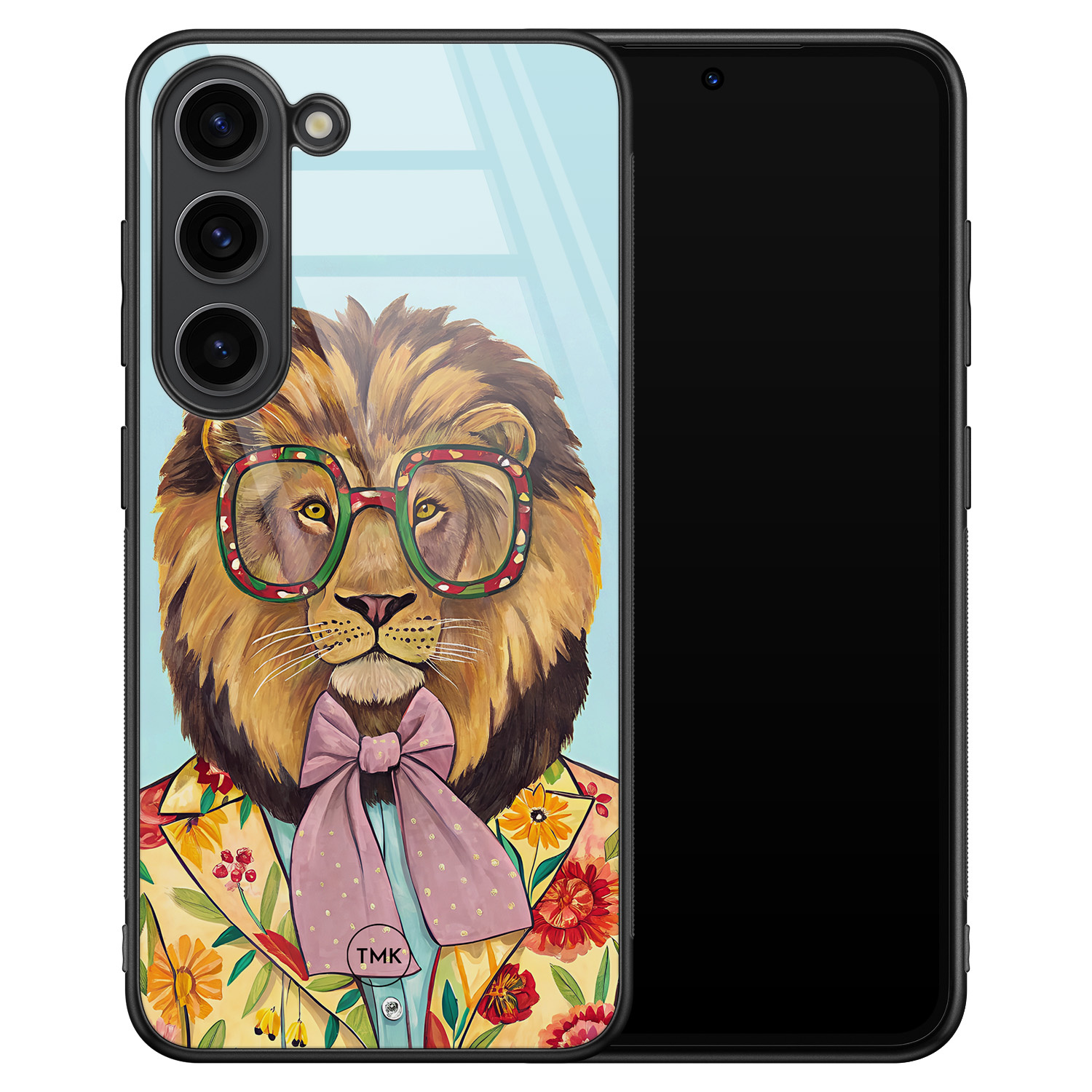 TMK Samsung Galaxy S23 glazen hardcase - Retro leeuw