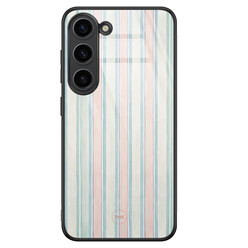 TMK Samsung Galaxy S23 glazen hardcase - Pastel strepen