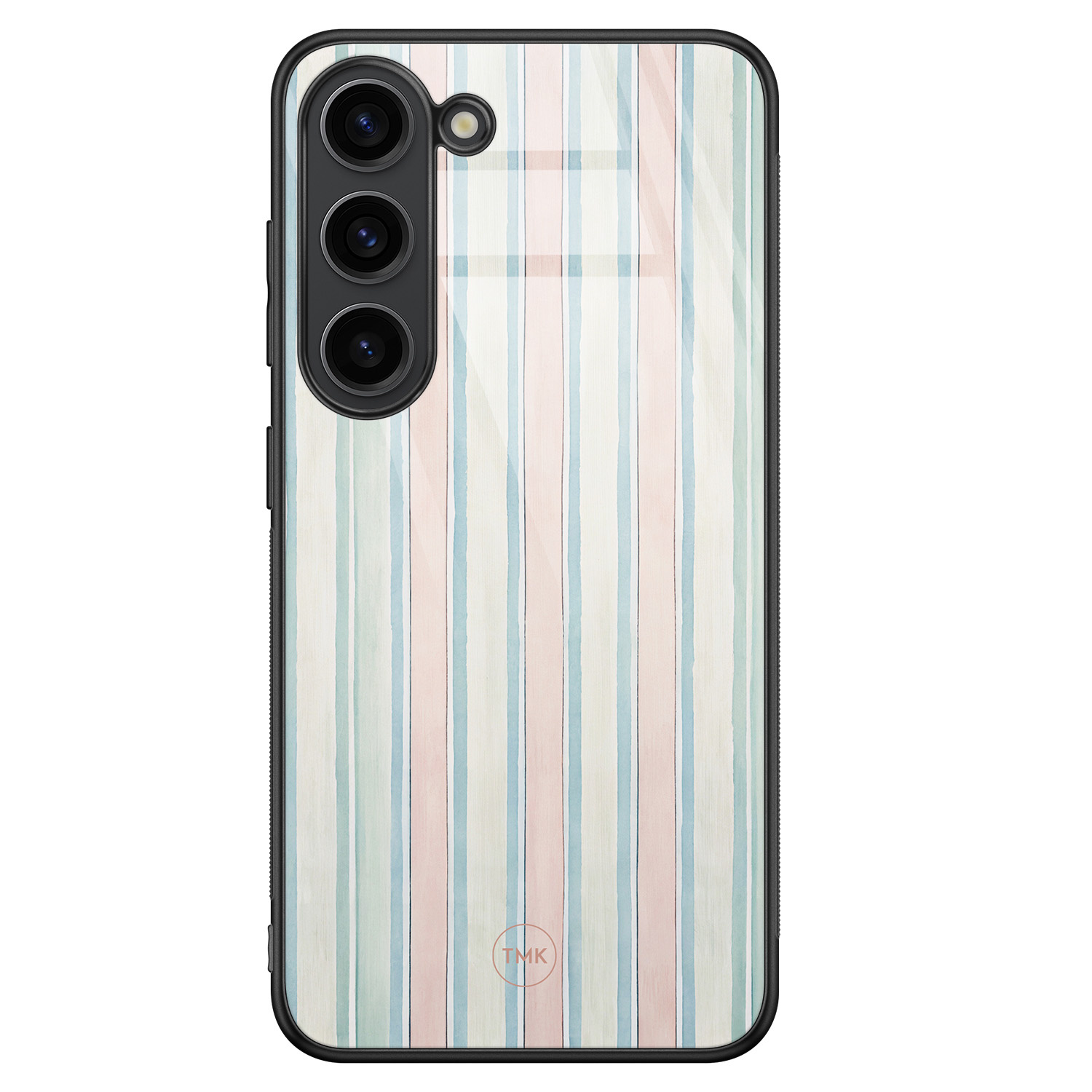 TMK Samsung Galaxy S23 glazen hardcase - Pastel strepen
