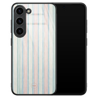 TMK Samsung Galaxy S23 glazen hardcase - Pastel strepen