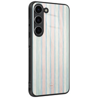 TMK Samsung Galaxy S23 glazen hardcase - Pastel strepen