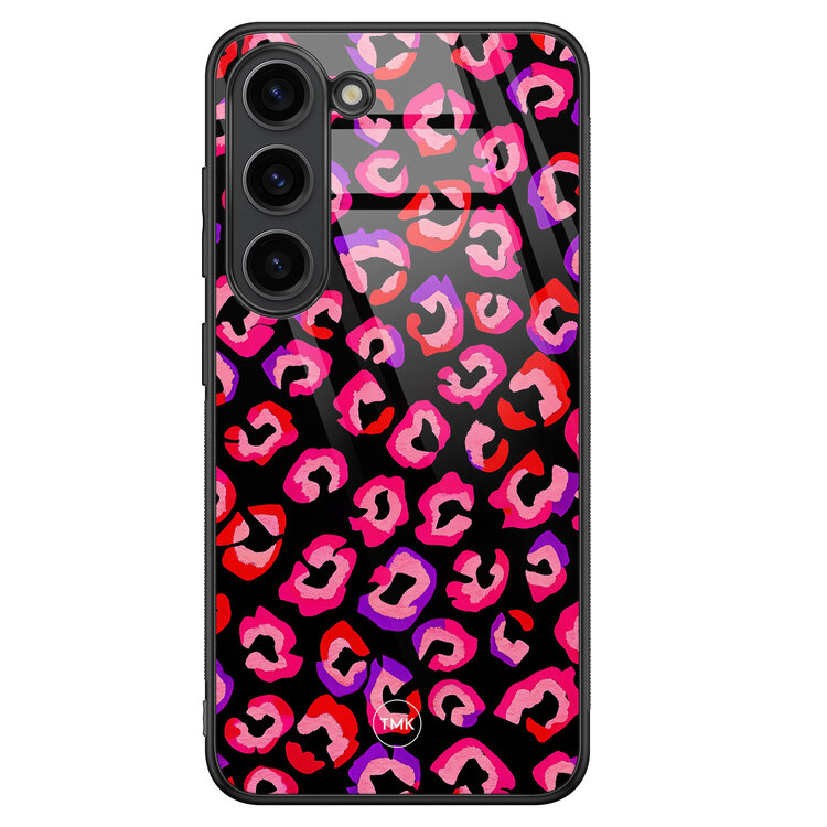 TMK Samsung Galaxy S23 glazen hardcase - Luipaard neon