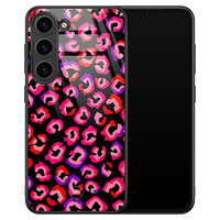 TMK Samsung Galaxy S23 glazen hardcase - Luipaard neon