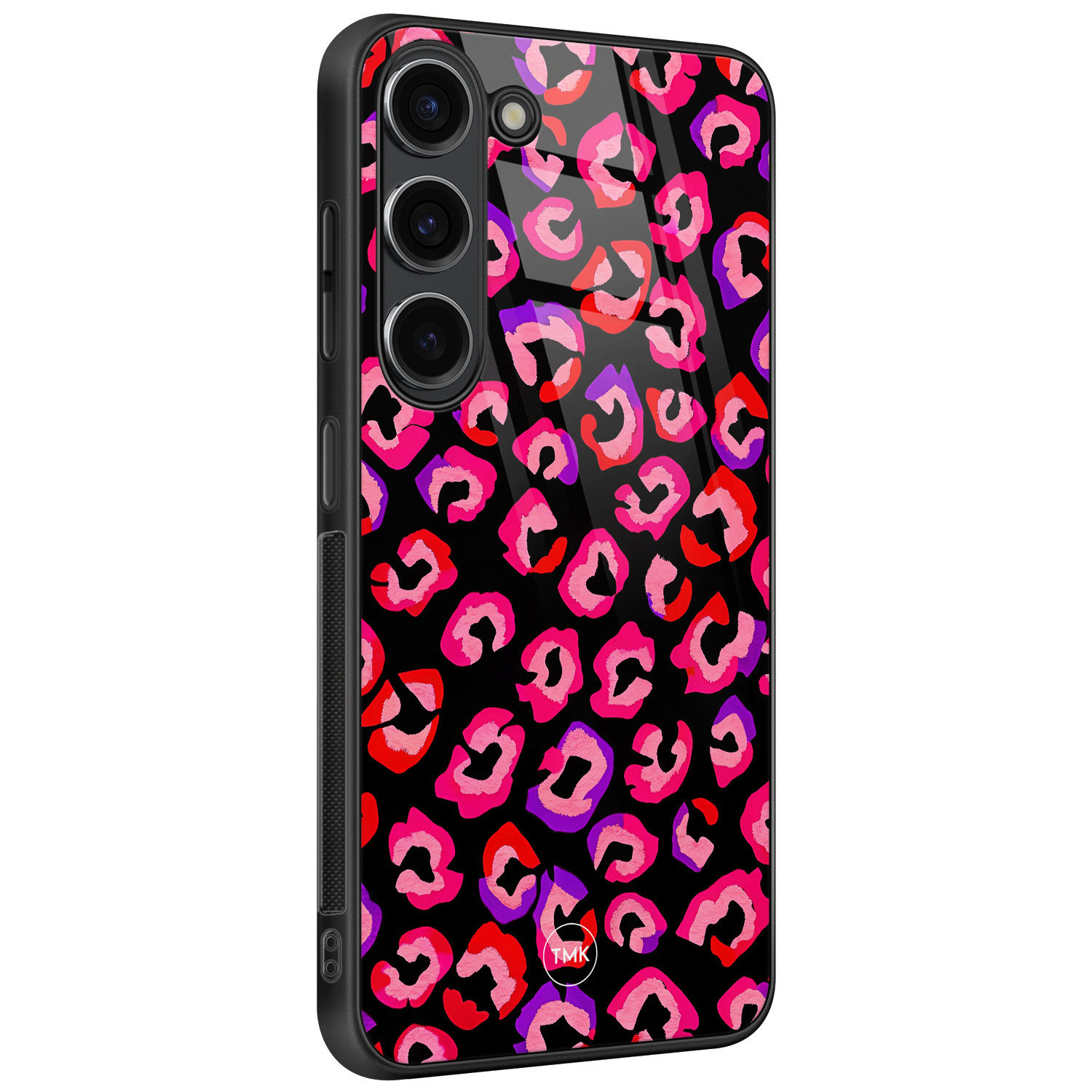 TMK Samsung Galaxy S23 glazen hardcase - Luipaard neon