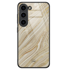 Casevibes Samsung Galaxy S23 glazen hardcase - Golden marble