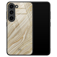 TMK Samsung Galaxy S23 glazen hardcase - Golden marble