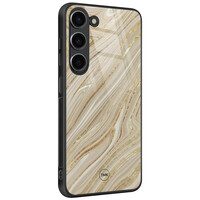 TMK Samsung Galaxy S23 glazen hardcase - Golden marble