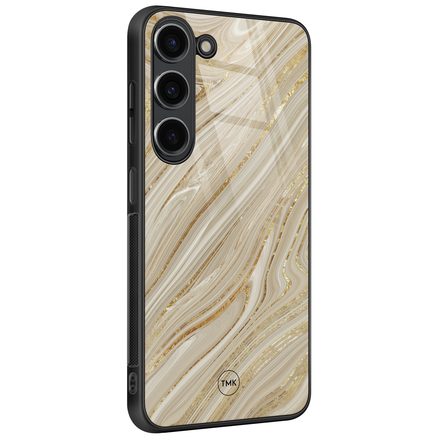 TMK Samsung Galaxy S23 glazen hardcase - Golden marble