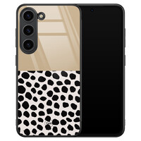 TMK Samsung Galaxy S23 glazen hardcase - Brown dots abstract