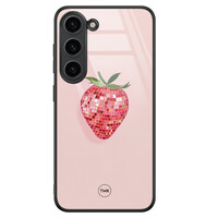 TMK Samsung Galaxy S23 glazen hardcase - Disco aardbei