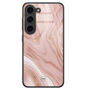 TMK Samsung Galaxy S23 glazen hardcase - Rose marble