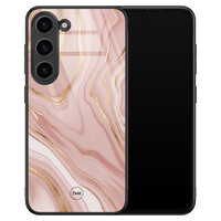 TMK Samsung Galaxy S23 glazen hardcase - Rose marble