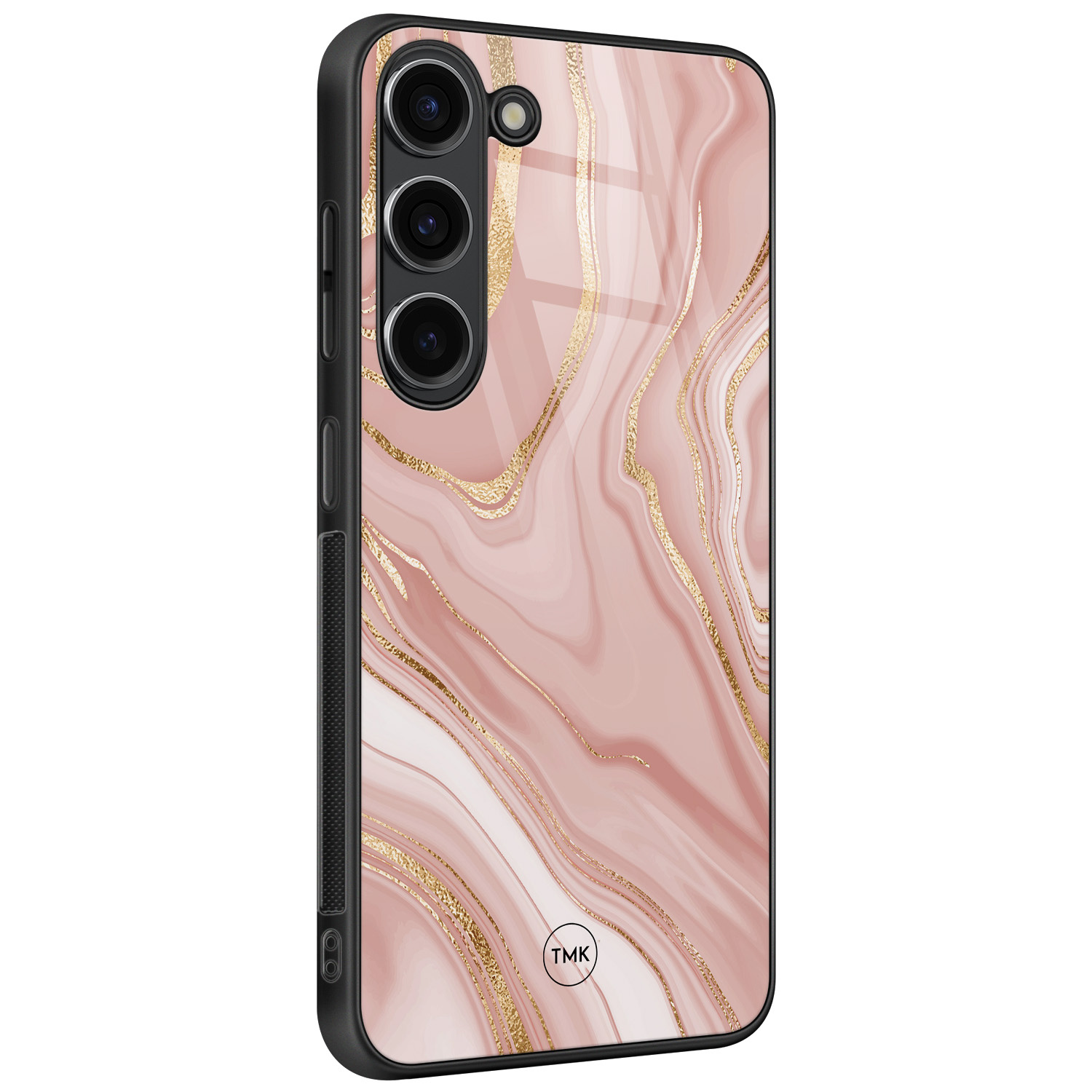 TMK Samsung Galaxy S23 glazen hardcase - Rose marble