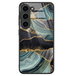 Casevibes Samsung Galaxy S23 glazen hardcase - Marble jade stone