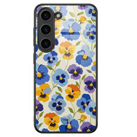 TMK Samsung Galaxy S23 glazen hardcase - Viooltjesmix bloemen