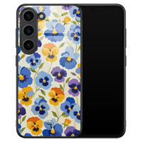 TMK Samsung Galaxy S23 glazen hardcase - Viooltjesmix bloemen
