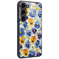 TMK Samsung Galaxy S23 glazen hardcase - Viooltjesmix bloemen