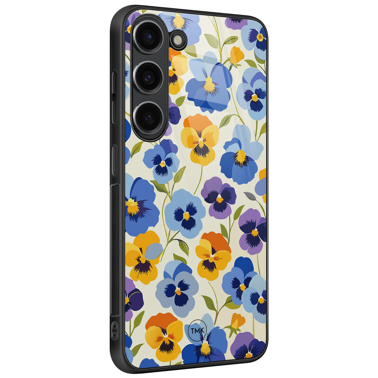 TMK Samsung Galaxy S23 glazen hardcase - Viooltjesmix bloemen