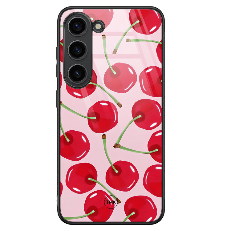 Casevibes Samsung Galaxy S23 glazen hardcase - Sweet cherry
