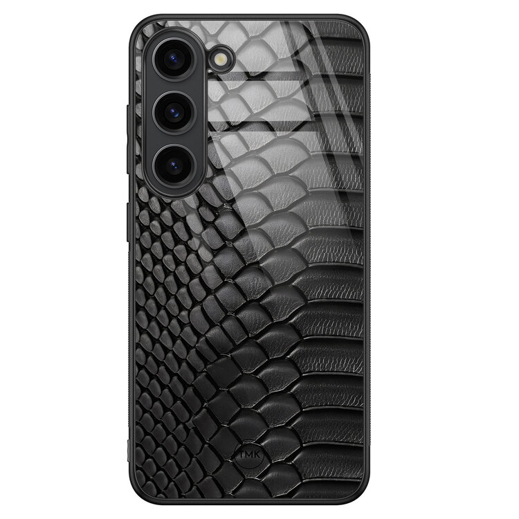 Casevibes Samsung Galaxy S23 glazen hardcase - Black snake