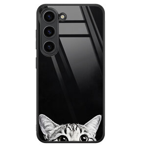 Casevibes Samsung Galaxy S23 glazen hardcase - Kat kiekeboe