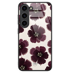 TMK Samsung Galaxy S23 glazen hardcase - Burgundy flowers