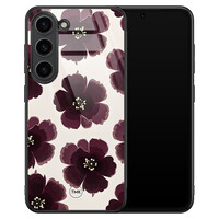 TMK Samsung Galaxy S23 glazen hardcase - Burgundy flowers