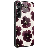 TMK Samsung Galaxy S23 glazen hardcase - Burgundy flowers